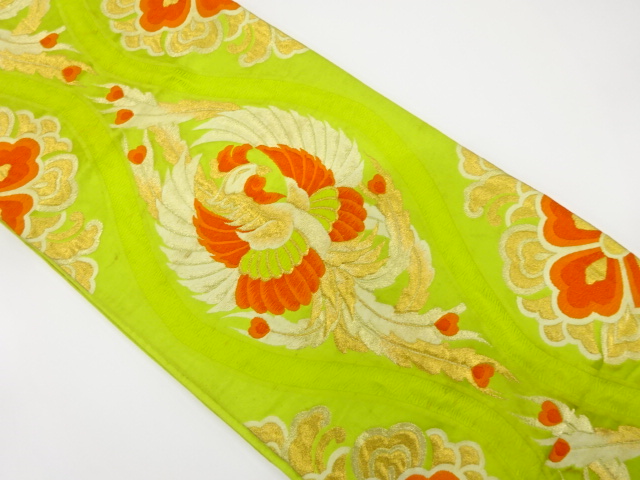 JAPANESE KIMONO / ANTIQUE FUKURO OBI / SILK / WOVEN PHOENIX